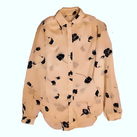 Vintage Rose Print Silk Shirt